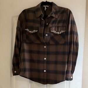 BKE Embellished Plaid Shirt
